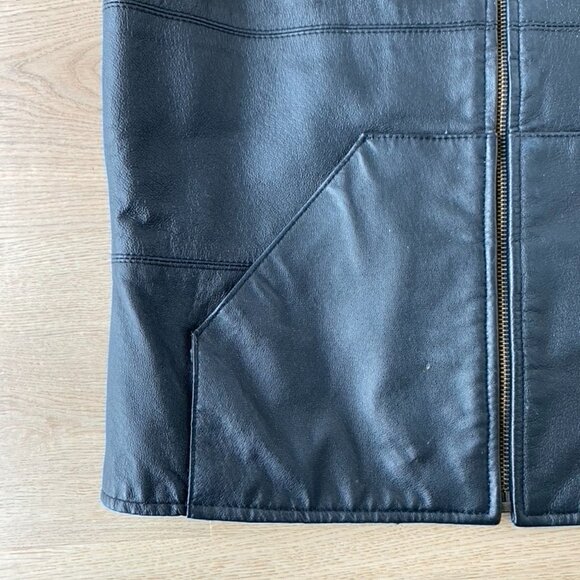 Vintage Black Leather Zip Up Vest - Picture 4 of 6